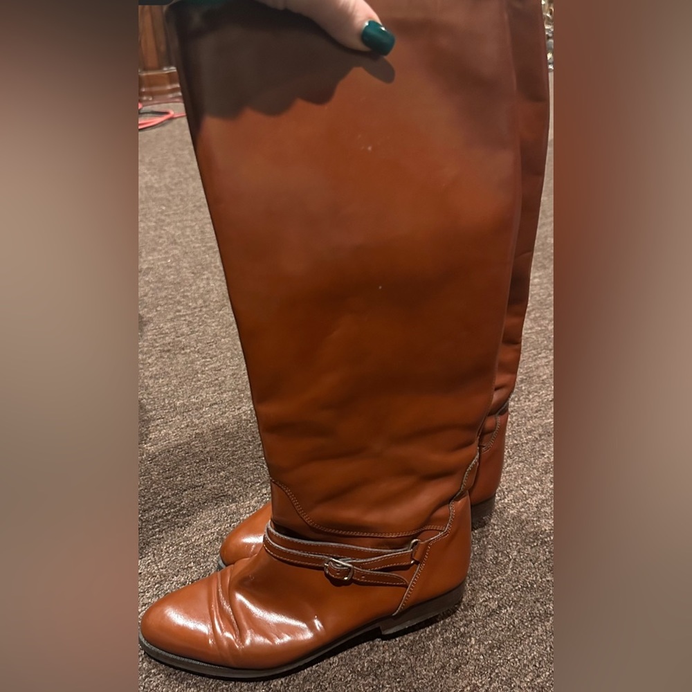 EUC Brown Bally knee hi boots authentic leather shoes made in Italy Sz 39 US 8,5